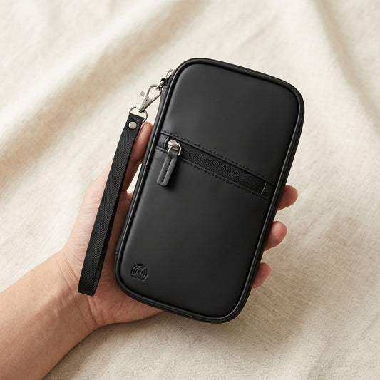 Privore Wallet in hand, scale reference