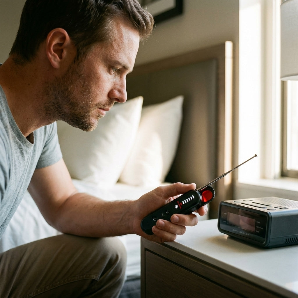 Checking an alarm clock